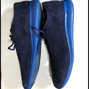 Cole Haan 2.ZeroGrand Laser Navy Suede Wingtip